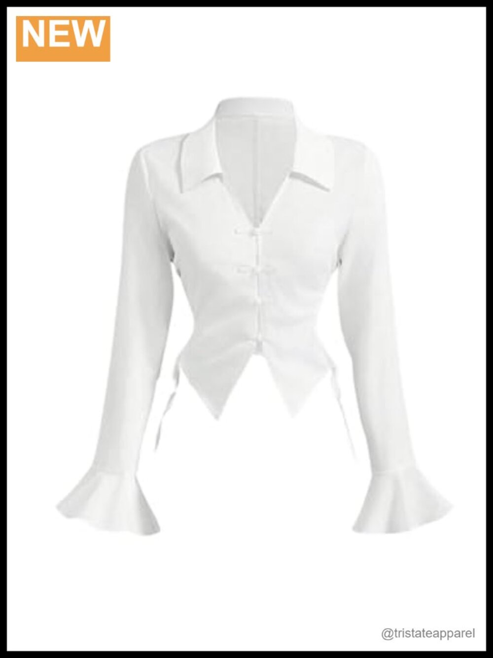 MakeMeChic Women's Flared Long Sleeve Button Down Work Blouse 95% Polyester No